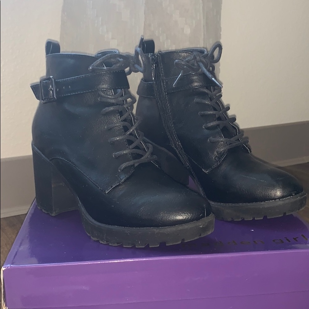 Black buckled booties